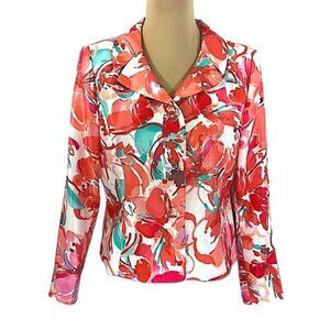 Le Suit Blazer Jacket Size 10P Beautiful Spring Summer Floral